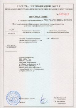 2019.11.01 Чусовой - Приложение к сертификату профили поливинилхлоридные для оконных и дверных систем ВЕКА РУС. ГОСТ 30673-2013